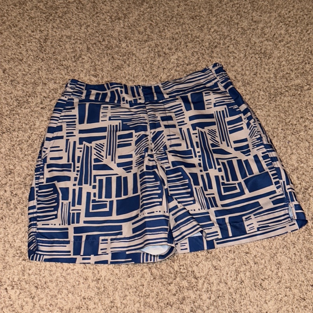 Frescobol Carioca Mens Swim Shorts Blue Geometric Portugal Blue Creme